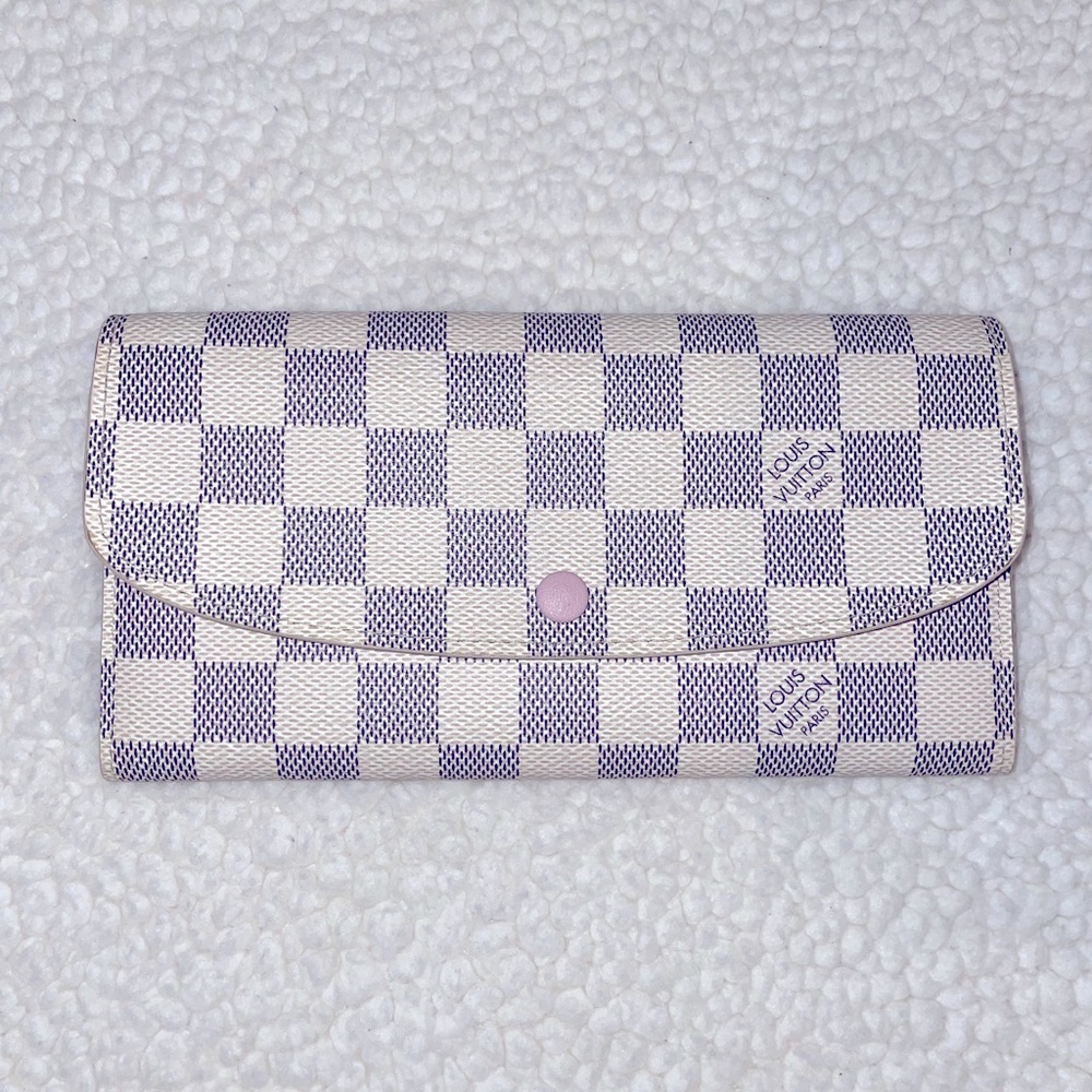 Louis Vuitton Emilie wallet in Damier Azur and Rose Ballerine
